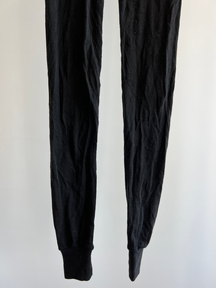 sherpa Black Knit 100% Merino Leggings - L