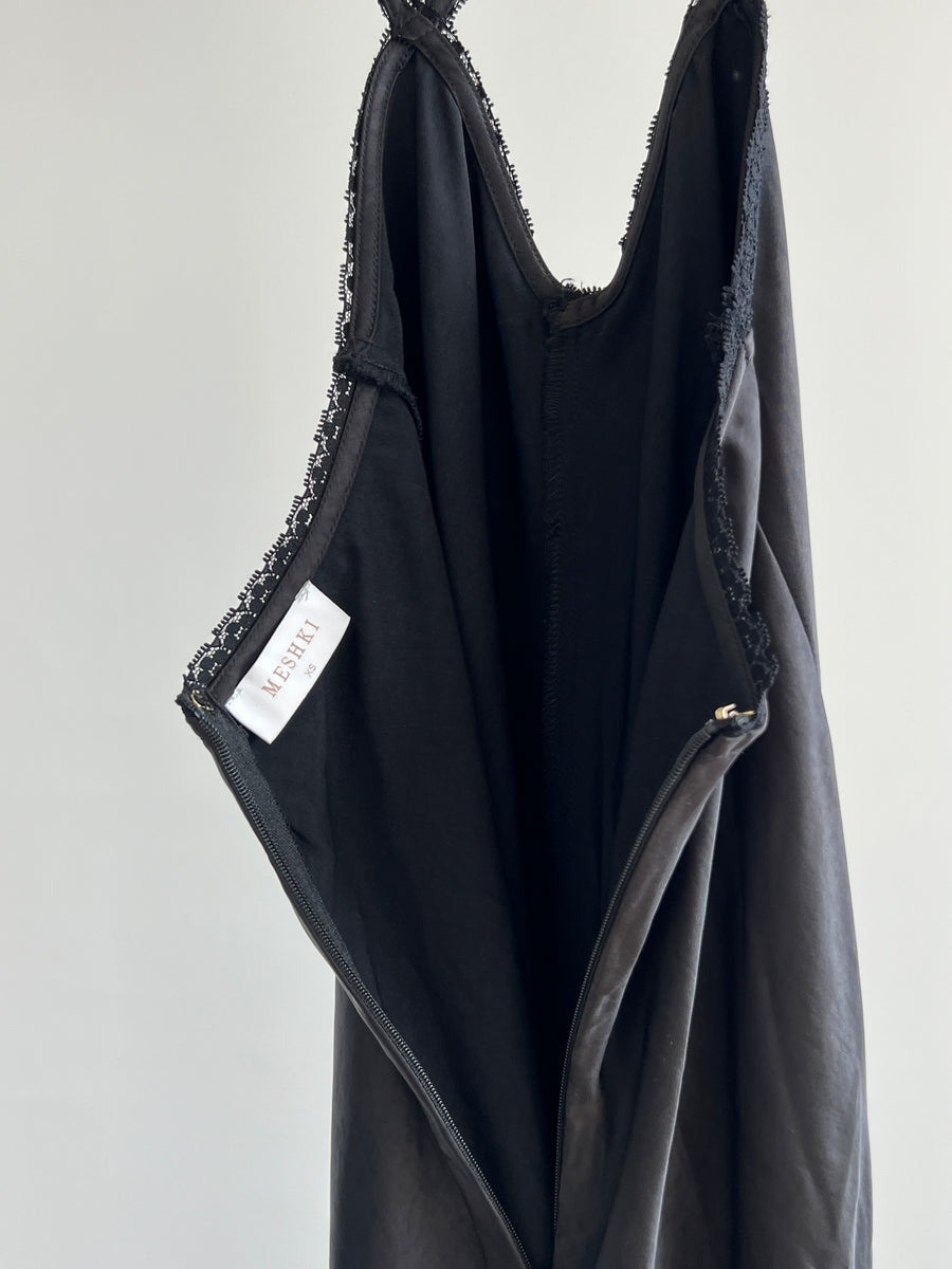 Meshki Black Maxi Dress With Lace Bust Element - XS