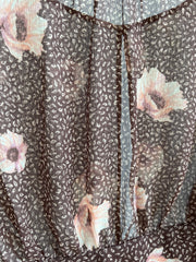 H&M Brown Pink Floral Mesh Shirt - Size AU 8