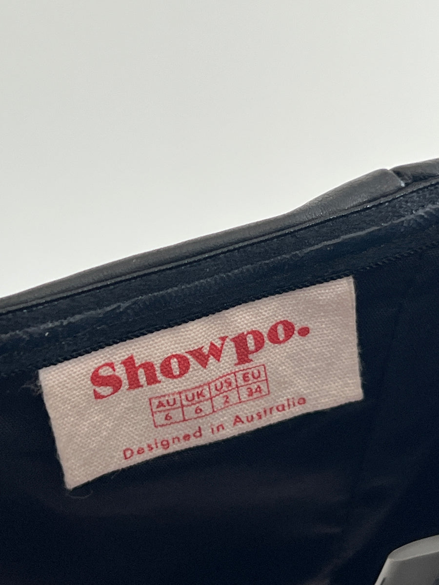 Showpo Black Leather Corset Top - Au 6
