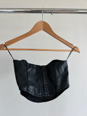 Showpo Black Leather Corset Top - Au 6