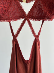 Meshki Cherry Chocolate Seraphine Lace Maxi Dress - XS
