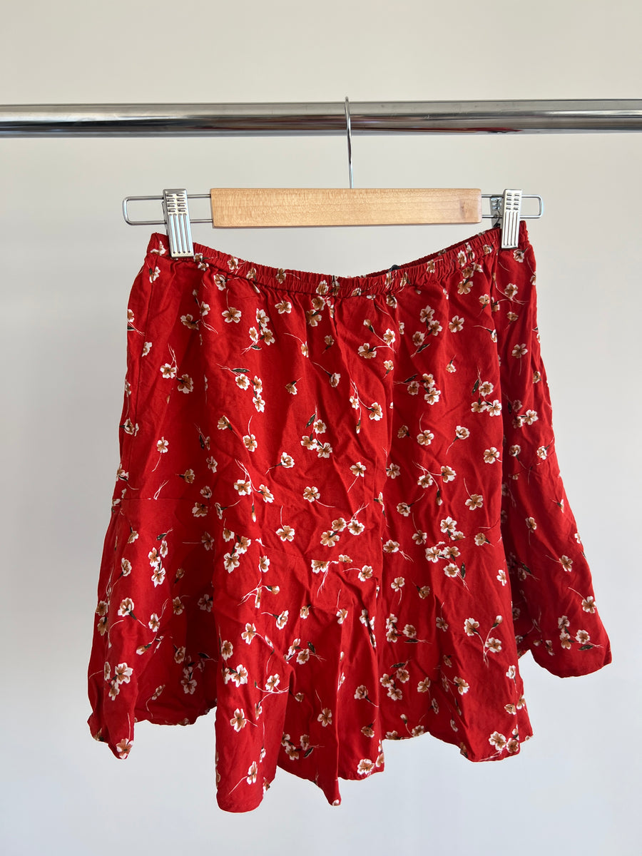 Kivari The Label Red Floral Mini Skirt - M