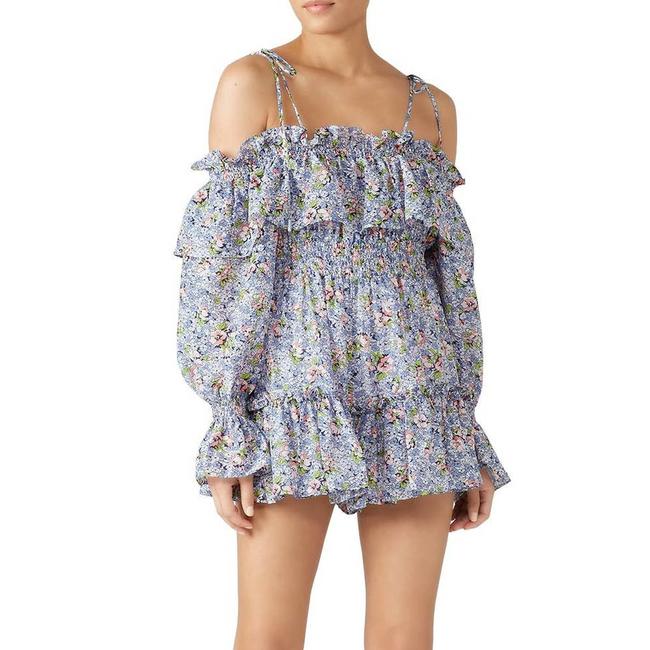 Alice McCall Floral Lady Ruffled Romper 10 Off The Shoulder Blouson Sleeve - Size 8