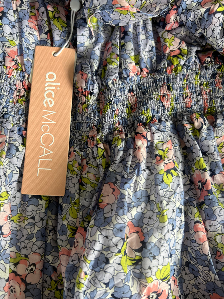 Alice McCall Floral Lady Ruffled Romper 10 Off The Shoulder Blouson Sleeve - Size 8