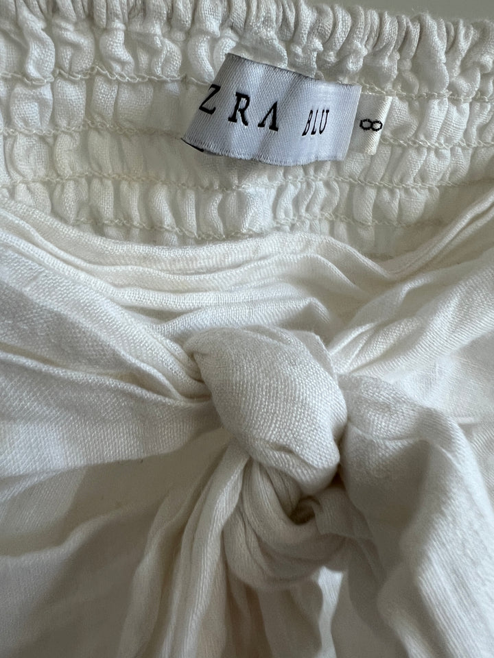 EZRA BLU Cream Linen Crop Top - AU 8