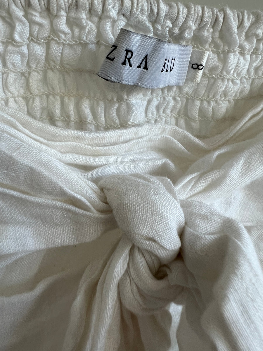 EZRA BLU Cream Linen Crop Top - AU 8