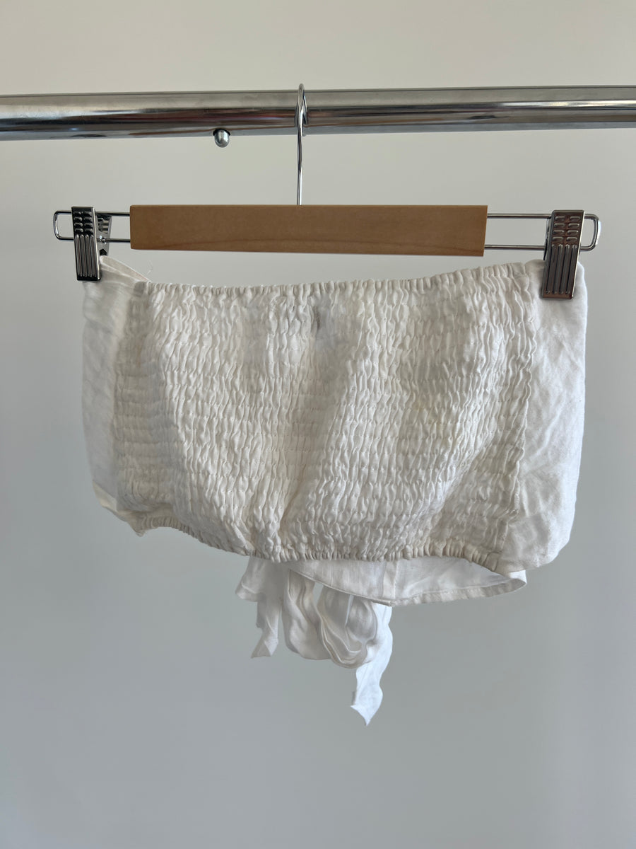EZRA BLU Cream Linen Crop Top - AU 8