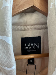 boohooMAN Unisex Beige Multi Logo Hoodie (XL) And Sweatpants (L)