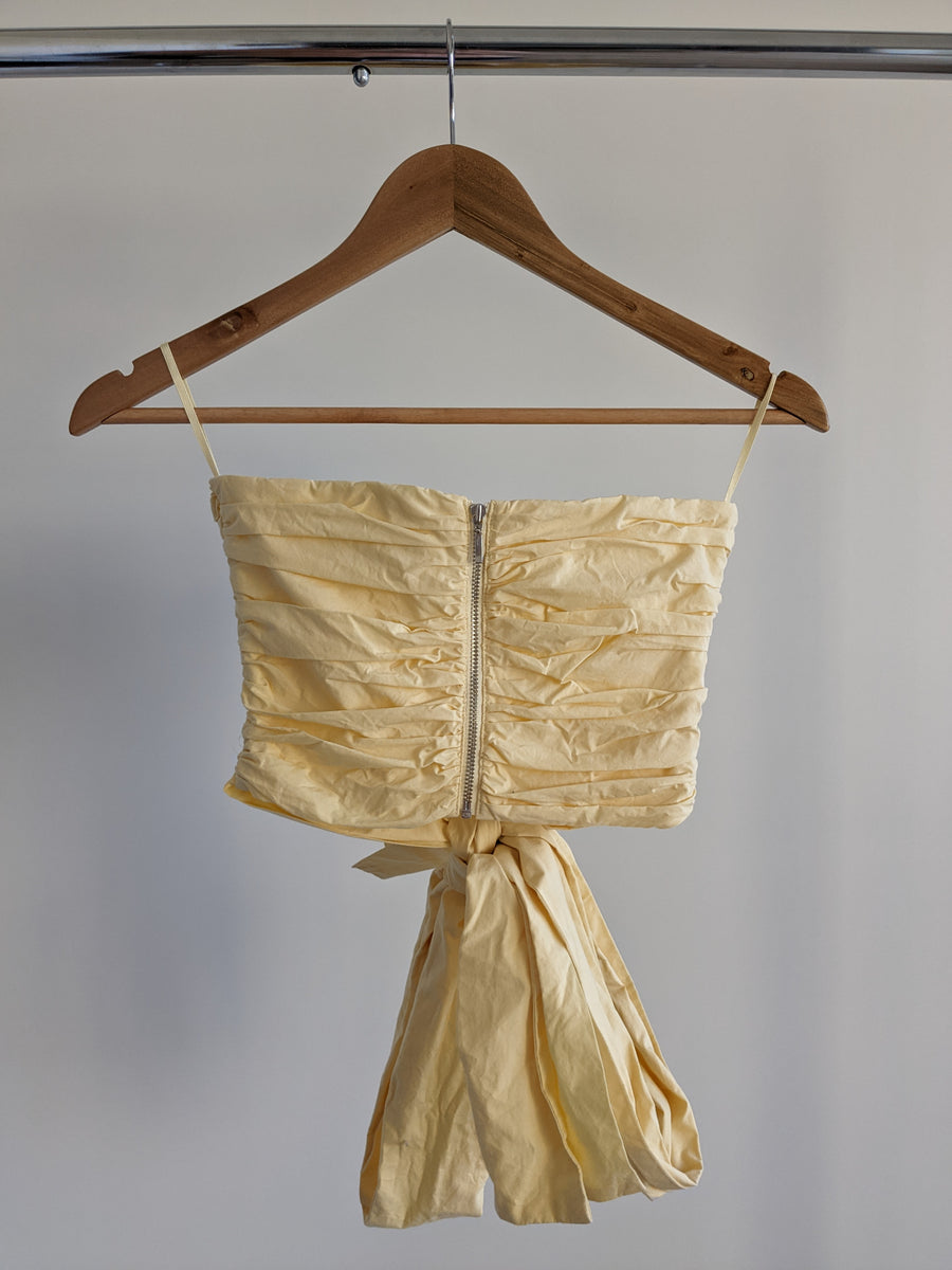 Bec + Bridge Yellow Tied-Front Crop Top - AU 6