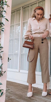 Mango Beige Buttoned Pants - Size EU 36