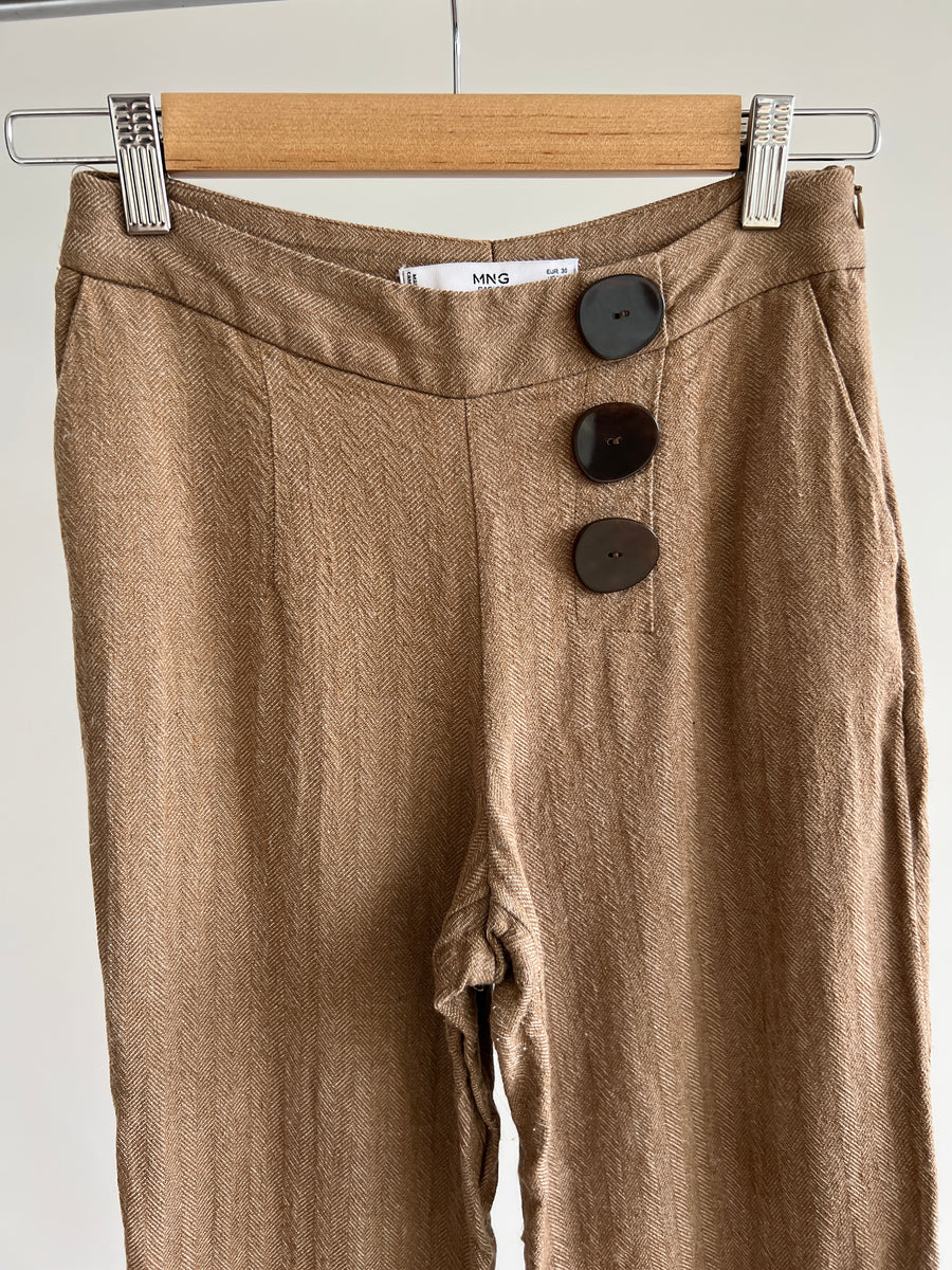 Mango Beige Buttoned Pants - Size EU 36