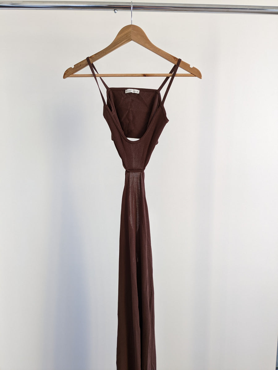 Chosen By Tuchuzy Brown Open-Back Maxi Dress - XXS