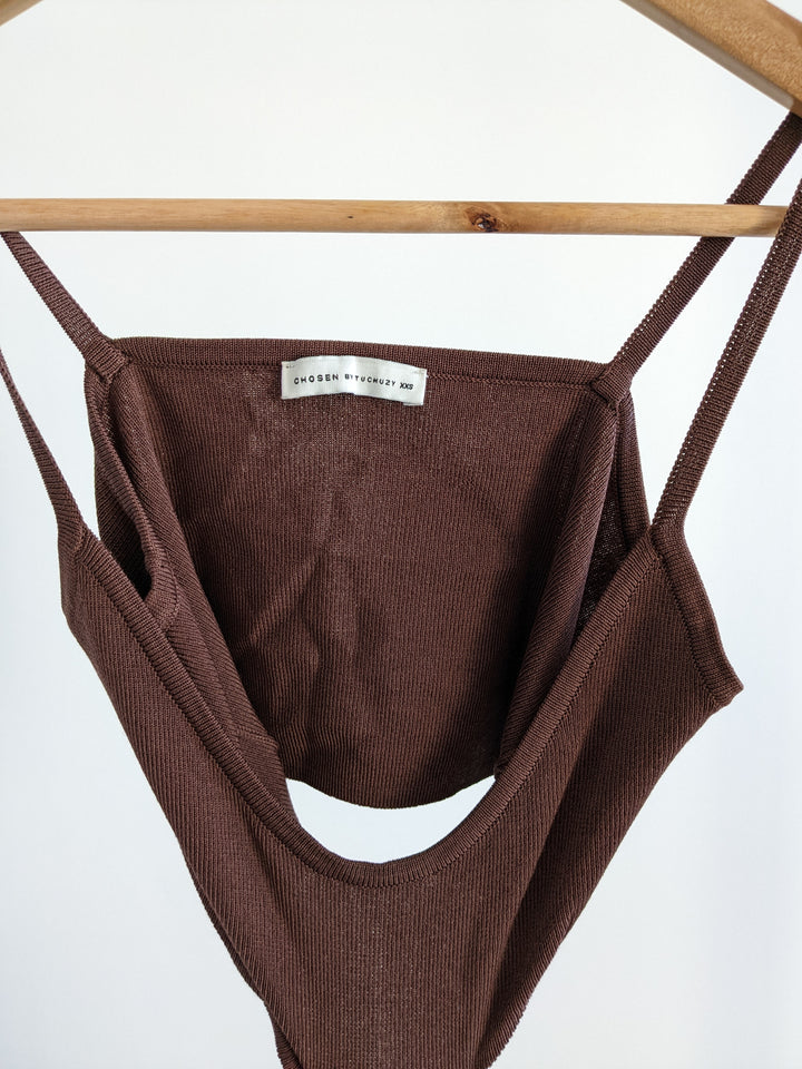 Chosen By Tuchuzy Brown Open-Back Maxi Dress - XXS