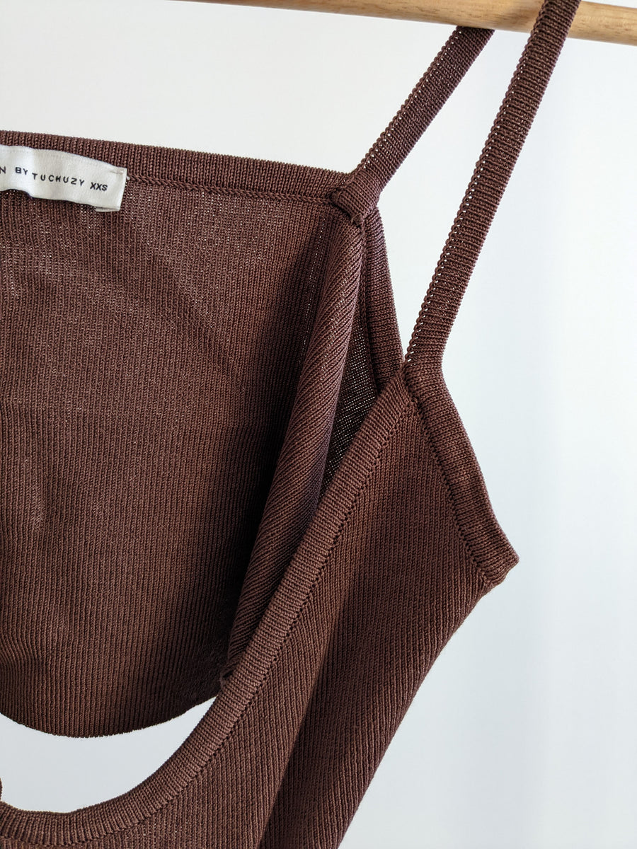 Chosen By Tuchuzy Brown Open-Back Maxi Dress - XXS