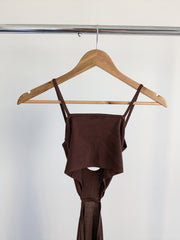 Chosen By Tuchuzy Brown Open-Back Maxi Dress - XXS