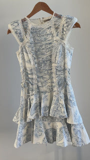 Thurley White Blue Floral Mini Dress - AU 6