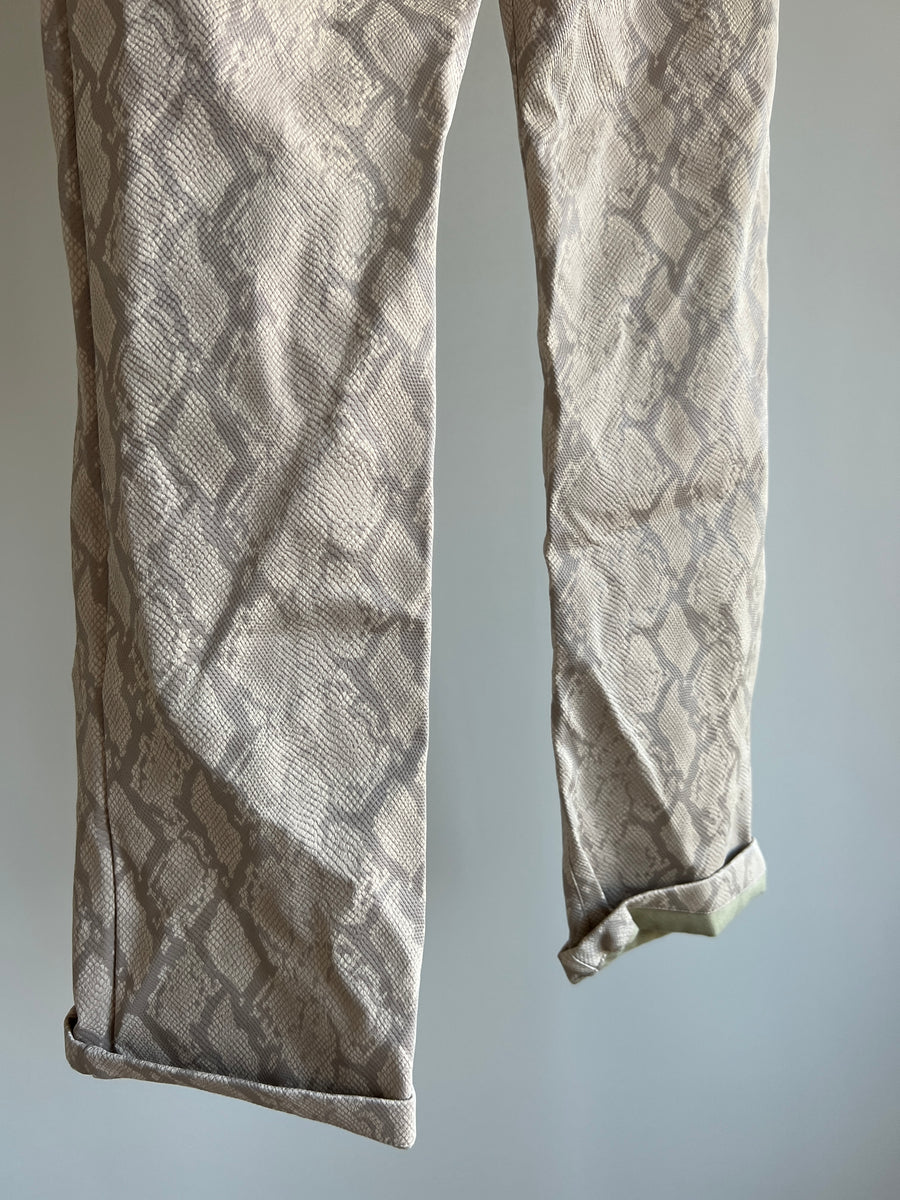 JGR & STN Beige Grey Snake Print Pants And Corset Set - AU 12
