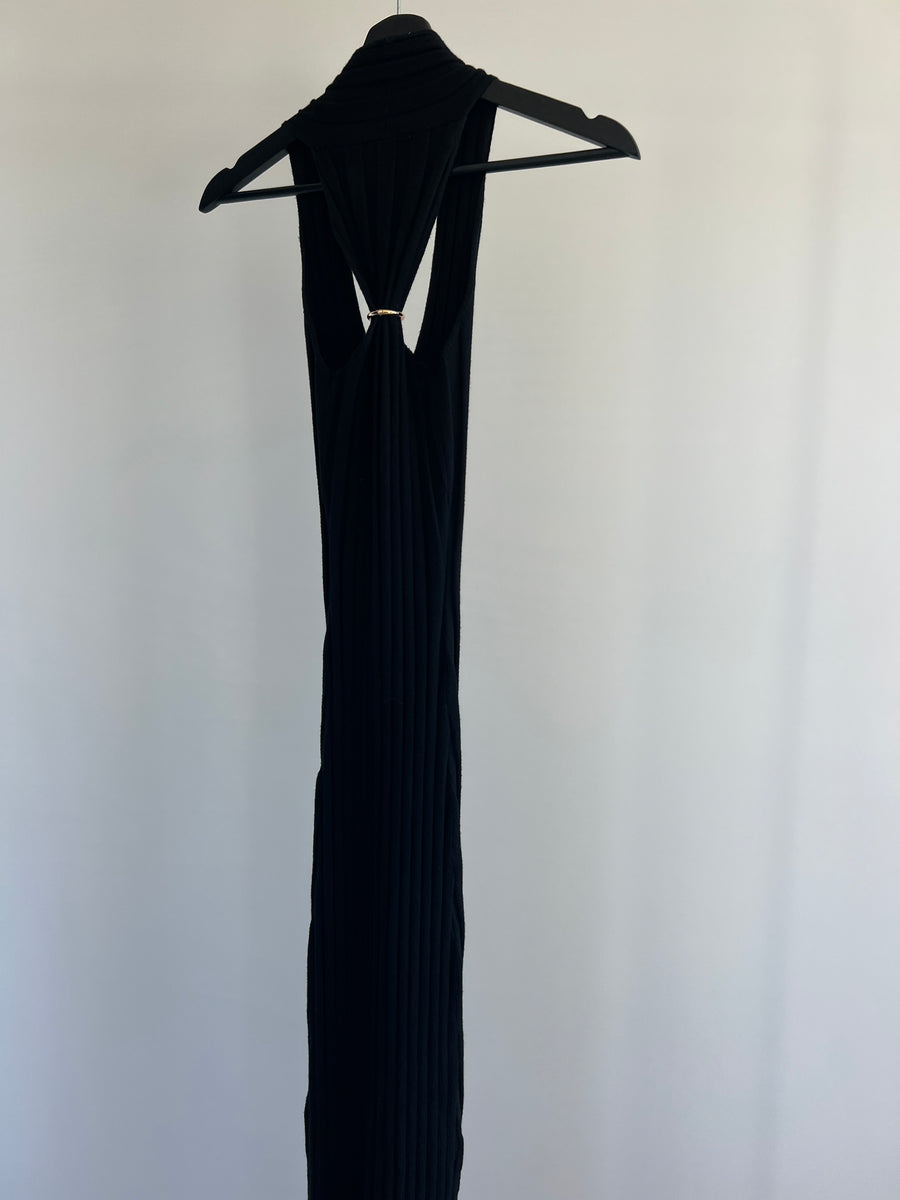 Azzurielle. Black Knit Midi Dress - S