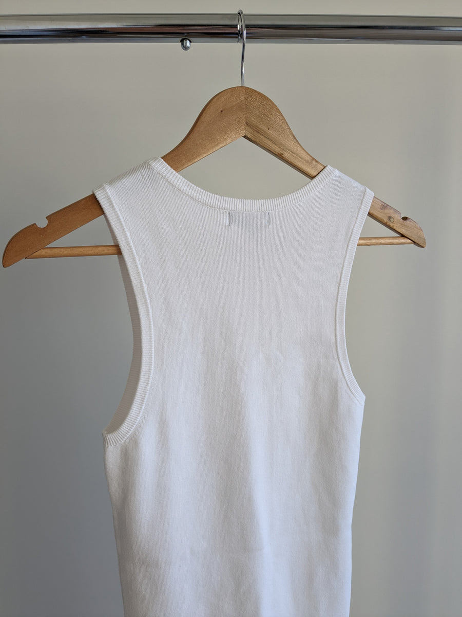 H:ours White Rue Sleeveless Knit Mini Dress - XS