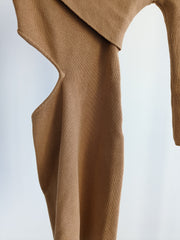 NBD Brown Anora Knit Long Sleeve Sweater Dress - XS