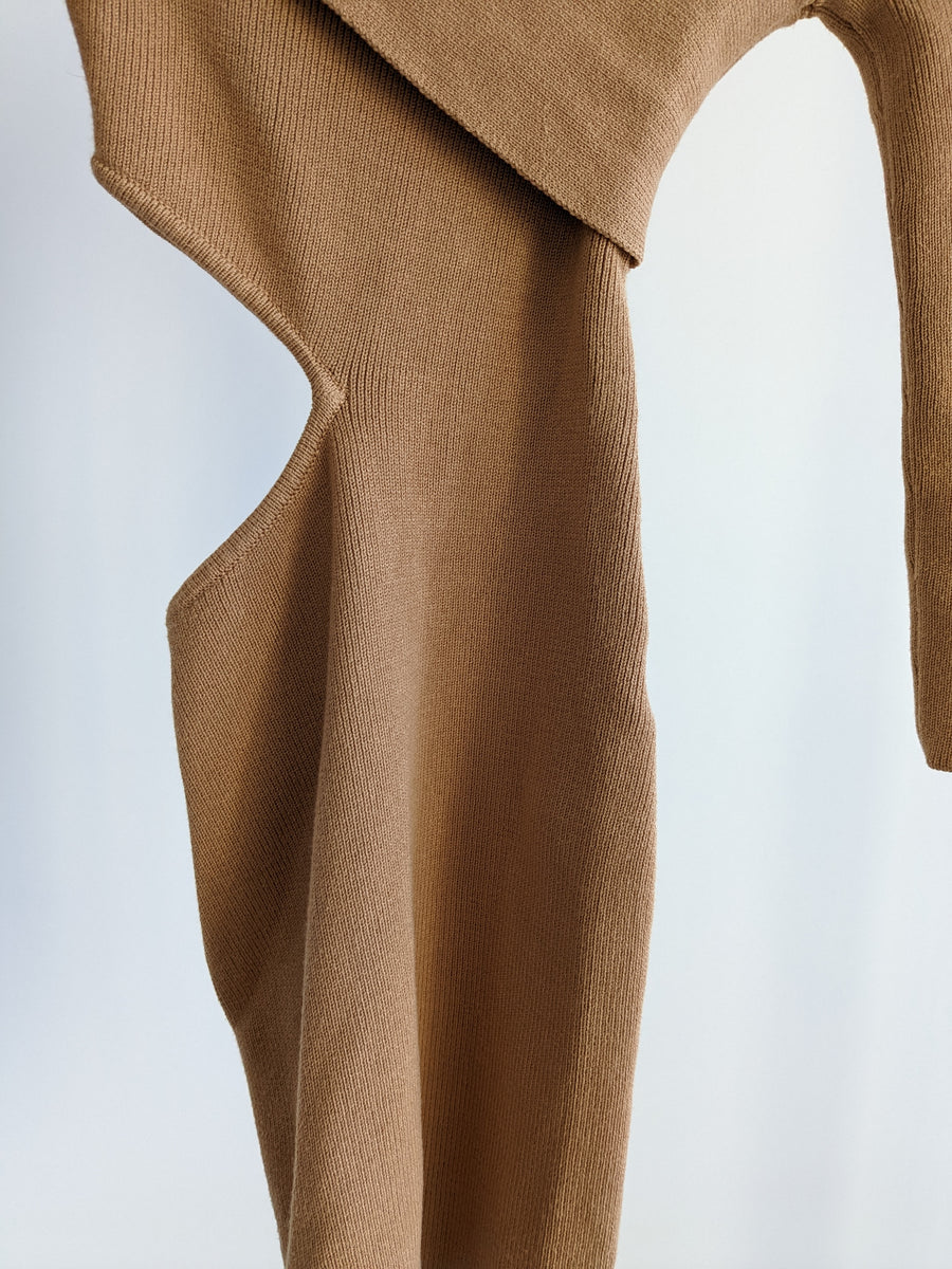 NBD Brown Anora Knit Long Sleeve Sweater Dress - XS