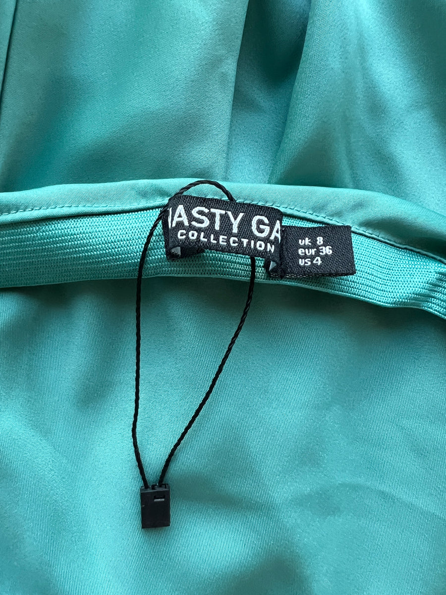 Nasty Gal Green Satiny Midi Skirt - AU 8