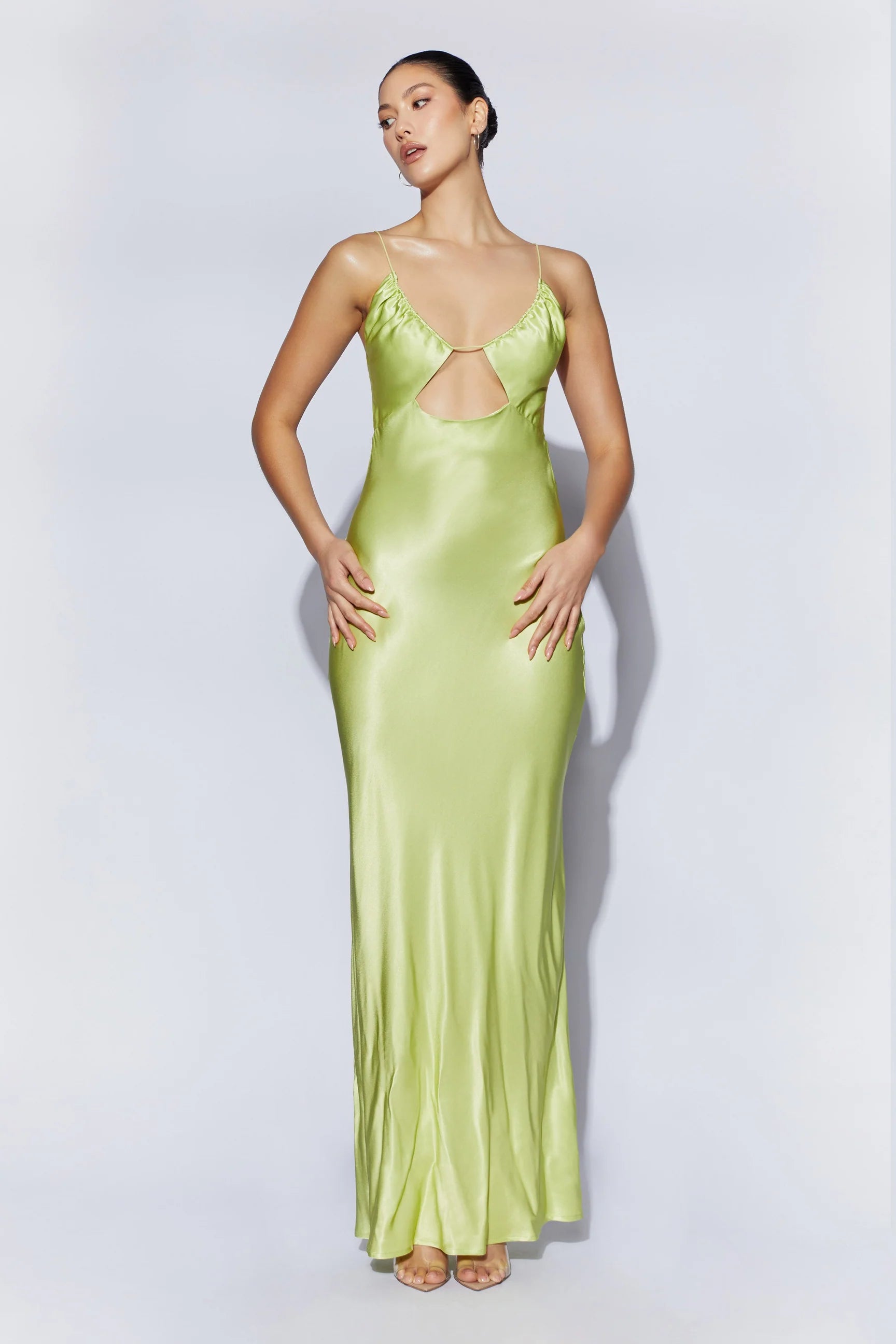 Green sales silk slip