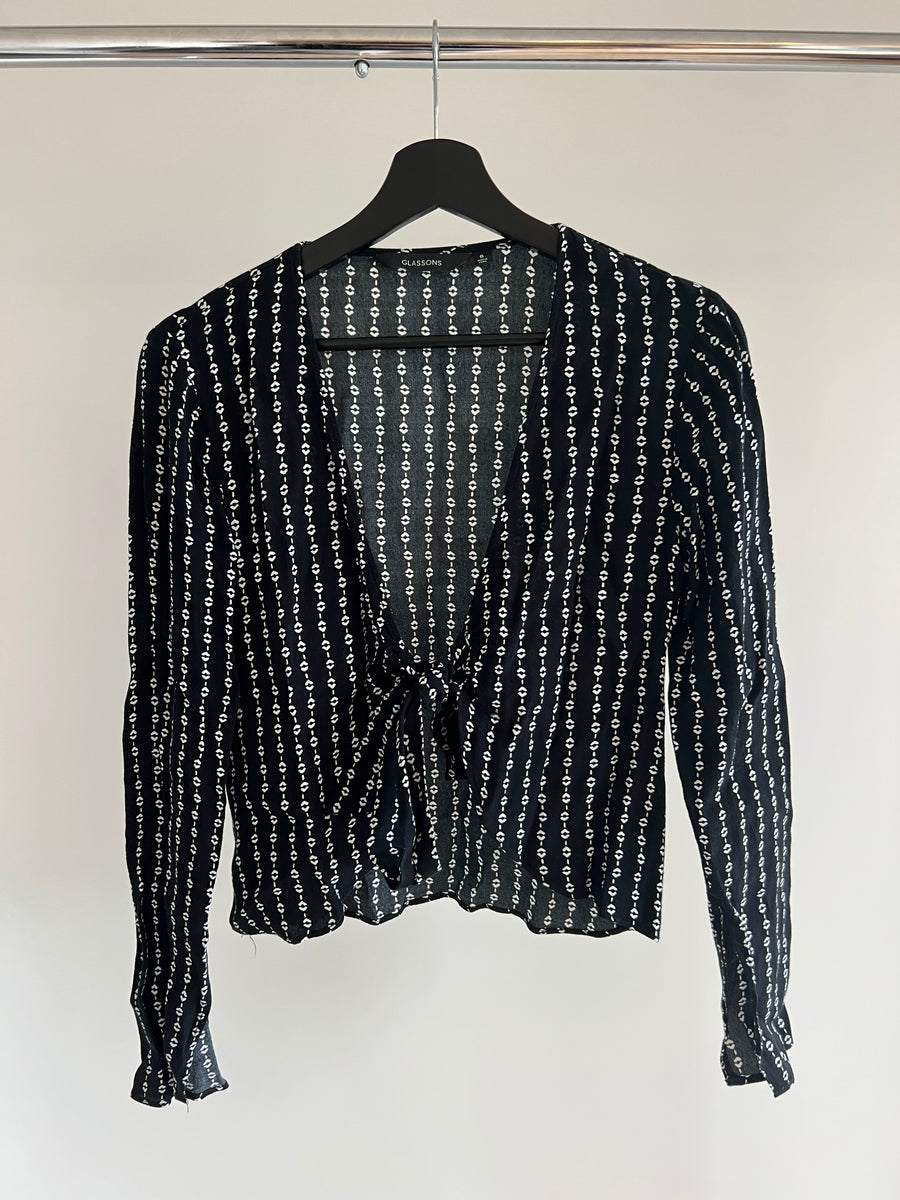 Glassons Black Tied-Up Shirt - AU 6