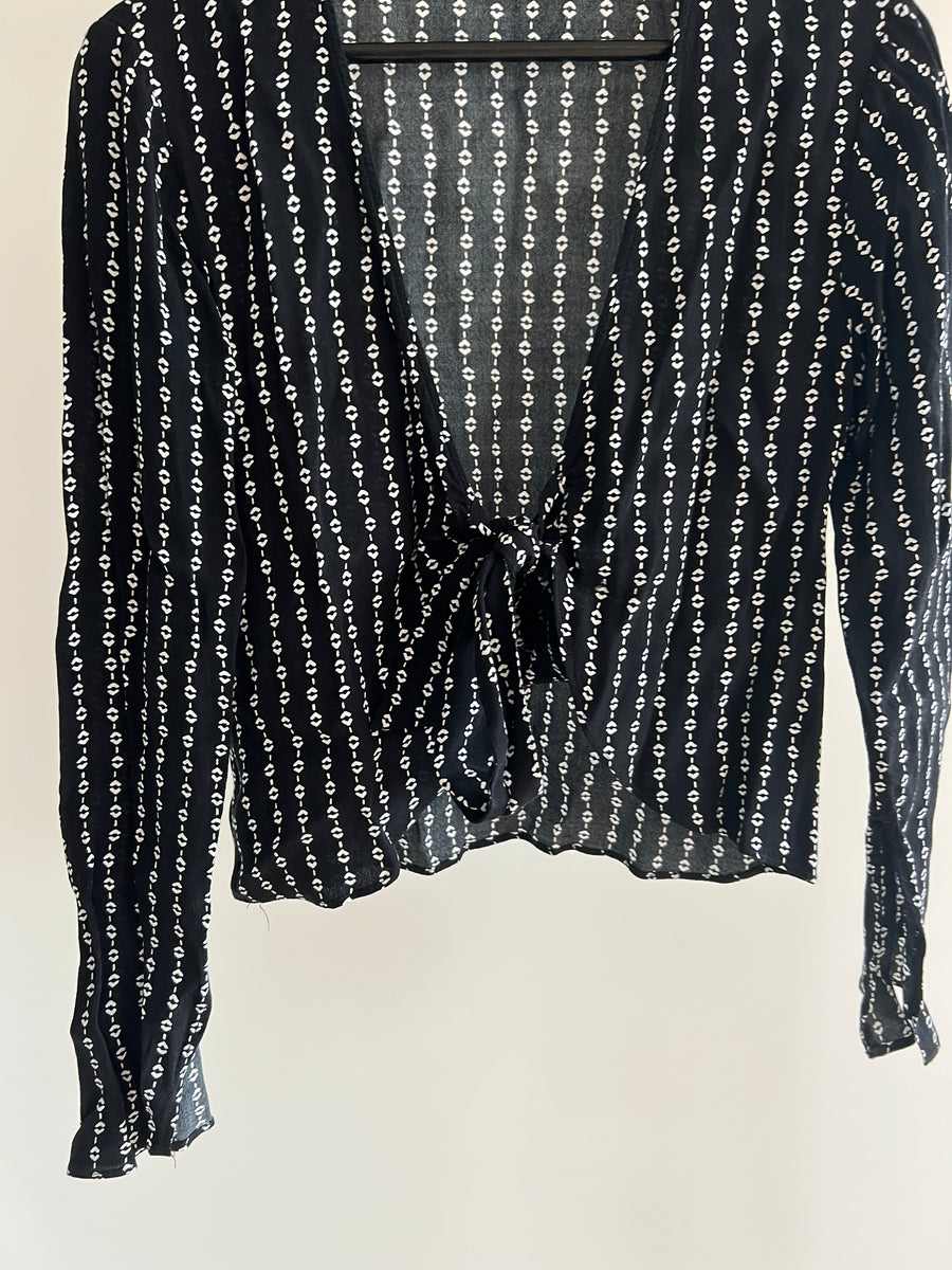 Glassons Black Tied-Up Shirt - AU 6