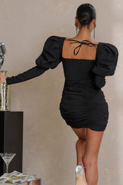 Club London Black Puff Sleeve Corset Mini Dress - AU 6