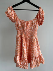 SAINTS + SECRETS Peach White Floral Mini Sun Dress - AU 8