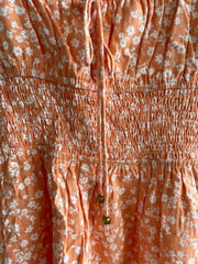 SAINTS + SECRETS Peach White Floral Mini Sun Dress - AU 8