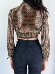 Je Reviens Scarli Paris unique 1970's vintage checked top - Size XS-S