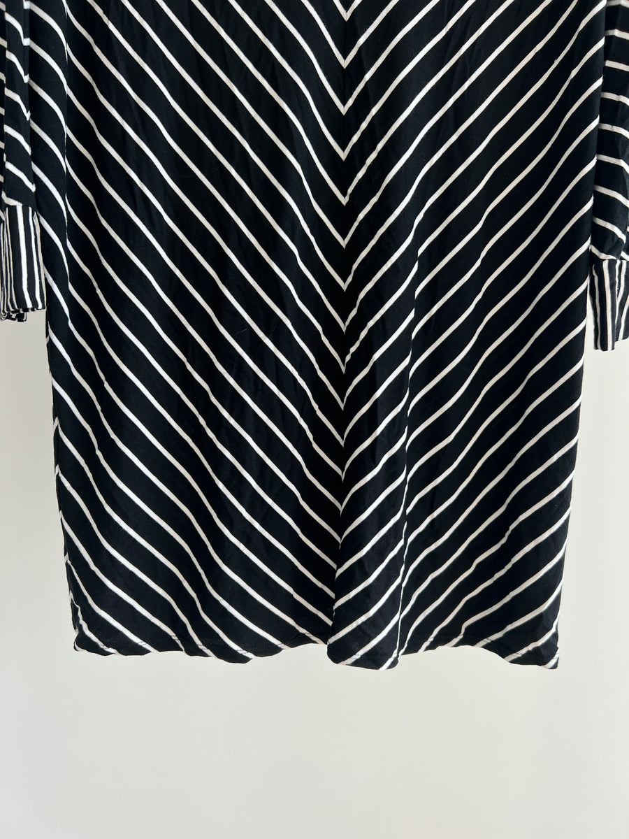 Sportscraft Black/White Stripe Shirt Dress - L