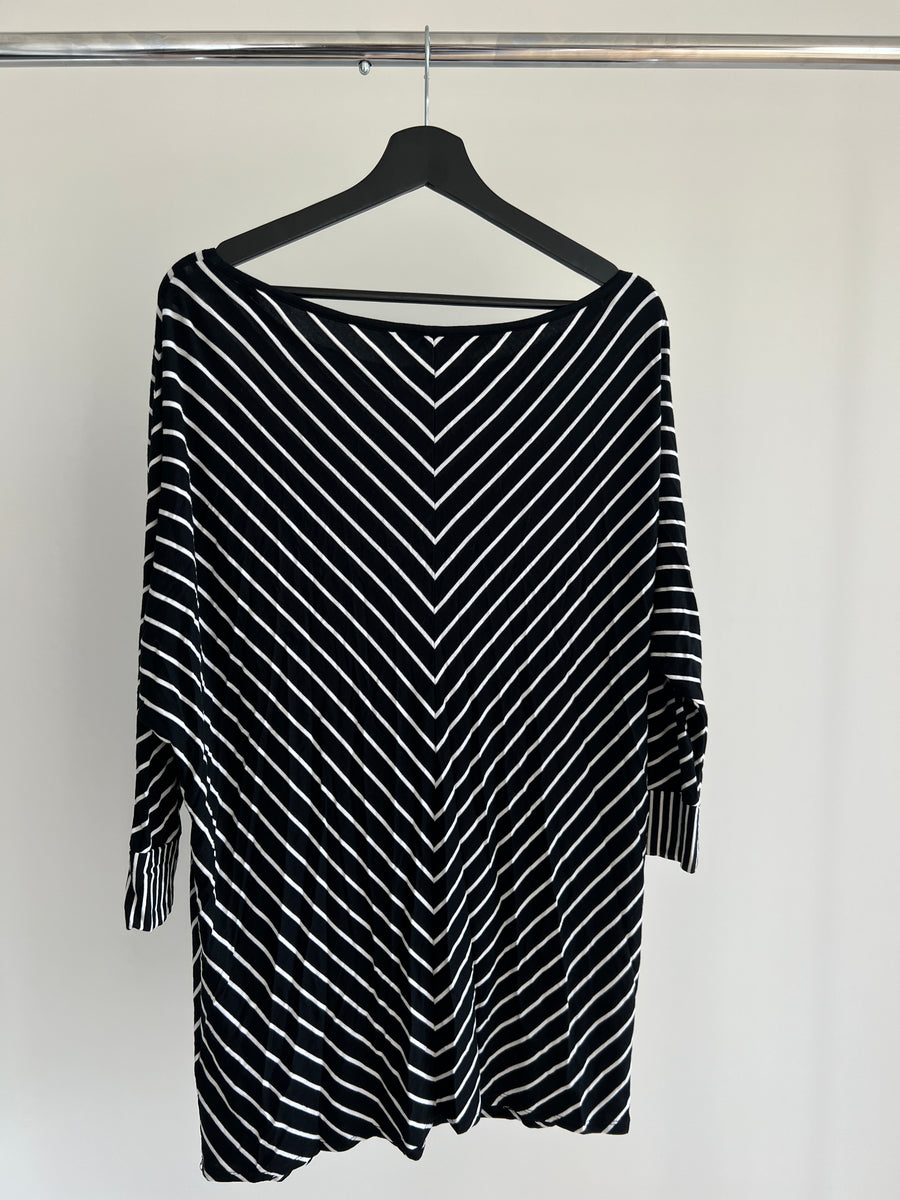 Sportscraft Black/White Stripe Shirt Dress - L