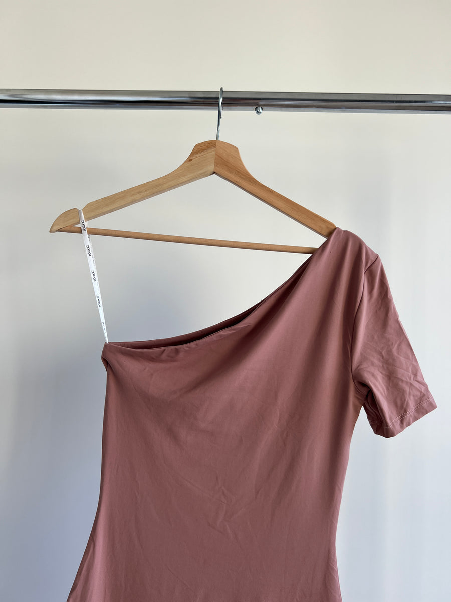 Kookai One Shoulder Beige Dress - AU 8