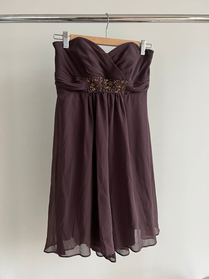 Baccini & Hill Khaki Green Mini Dress with Embroidered Floral Element - AU 10