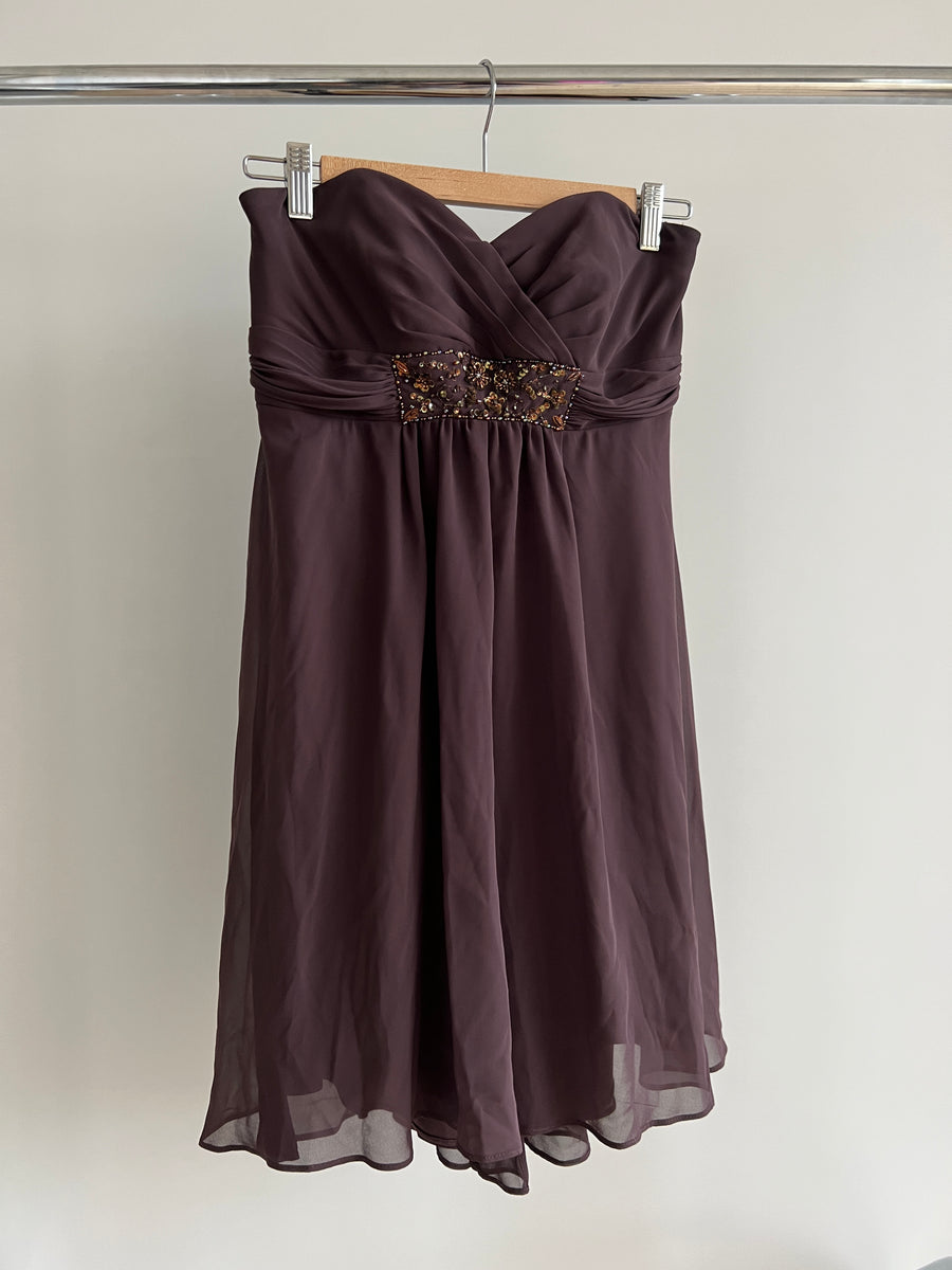 Baccini & Hill Khaki Green Mini Dress with Embroidered Floral Element - AU 10