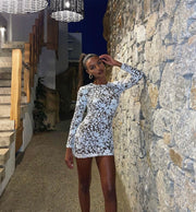 Nadine Merabi Statement Sequin Embroidered White dress - Size M