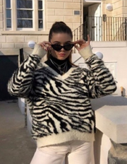 House of Sunny black and cream sweater - UK 8
