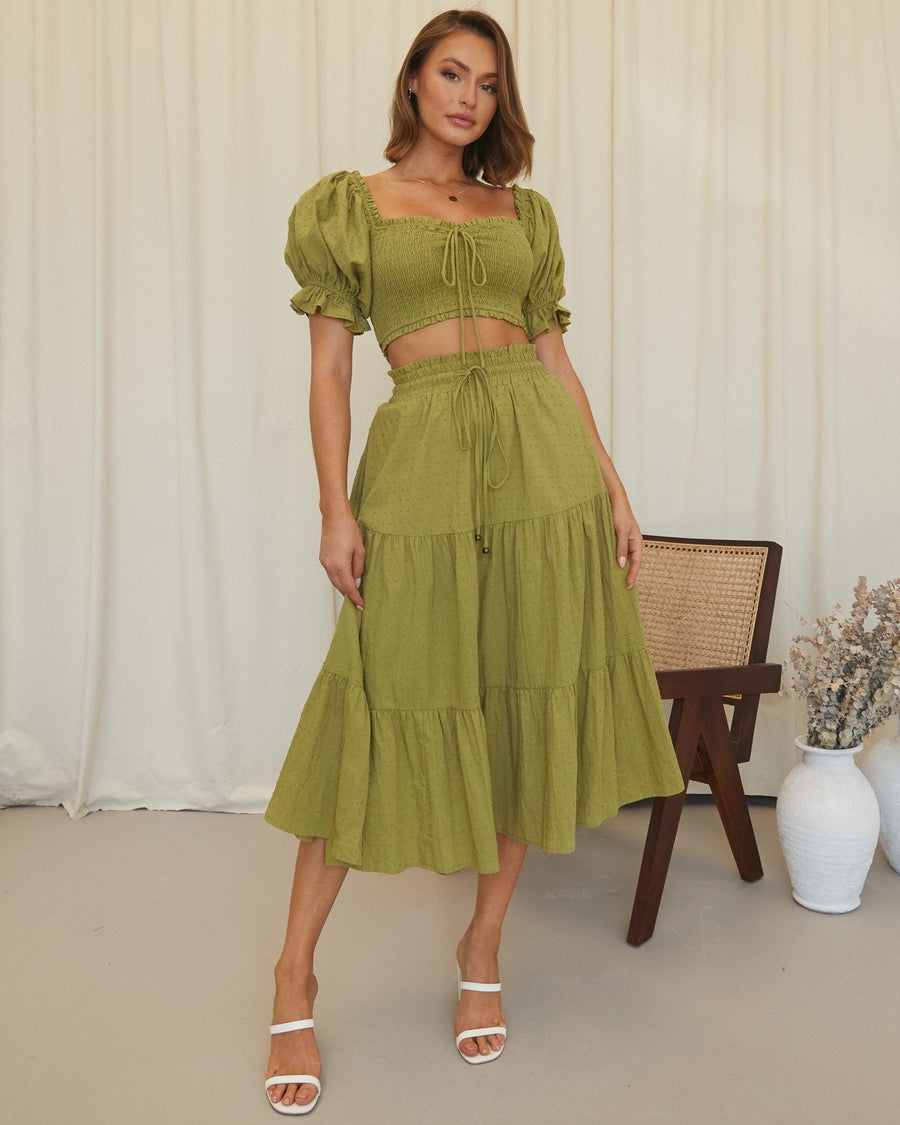 Two Sisters The Label Green Crop Top and Skirt Set - AU 6