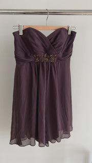 Baccini & Hill Khaki Green Mini Dress with Embroidered Floral Element - AU 10