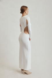 23rd & Madison White Ace Ribbed Long Sleeve Maxi Dress - S