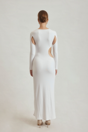 23rd & Madison White Ace Ribbed Long Sleeve Maxi Dress - S