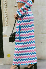 Charlie Holiday Pink Blue Candice Maxi Skirt - M