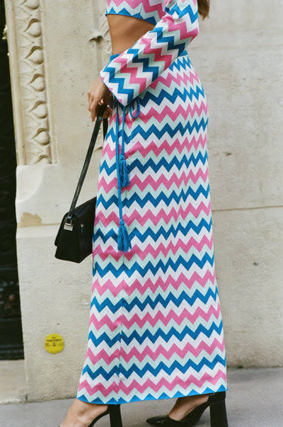 Charlie Holiday Pink Blue Candice Maxi Skirt - M