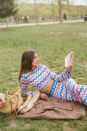 Charlie Holiday Pink Blue Candice Maxi Skirt - M