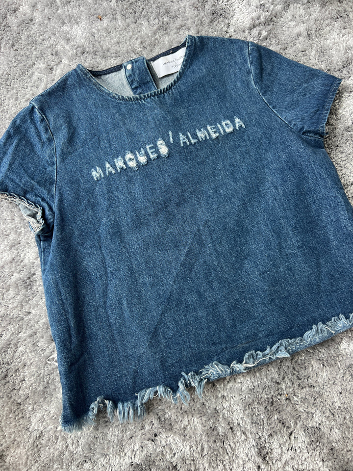 Marques Almeida x Topshop vintage y2k denim jean T-shirt - UK 8