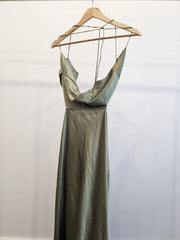 Runaway Olive Green Satin Maxi Dress - AU 14